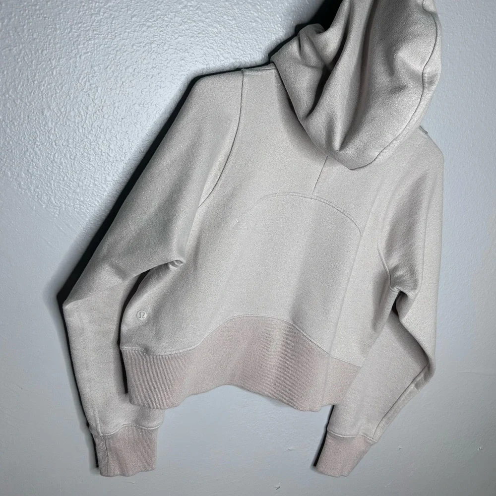 Lululemon Bone Gold Sparkle Cropped Pullover Hoodie